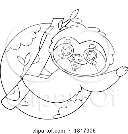 Cartoon Sloth Waving Licensed Clipart by Hit Toon