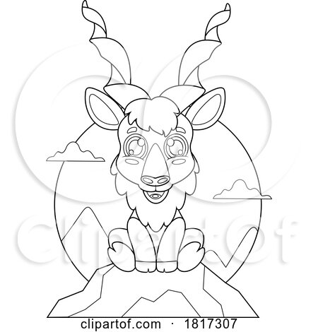 Cartoon Markhor on a Mountain Top Licensed Clipart by Hit Toon