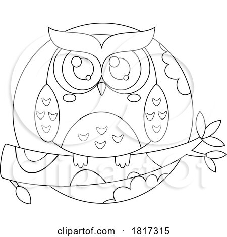 Cartoon Happy Owl on a Branch Licensed Clipart by Hit Toon