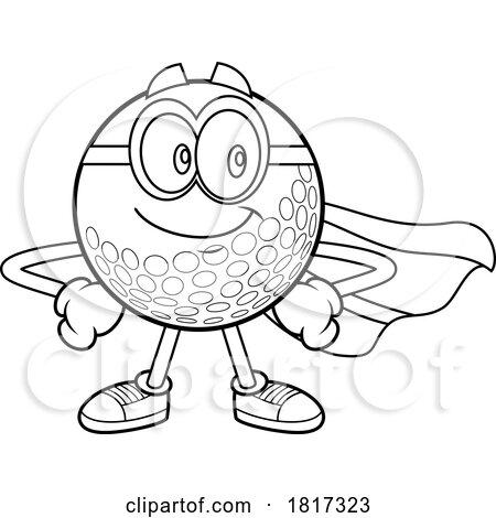 Cartoon Golf Ball Super Hero Mascot Licensed Clipart by Hit Toon