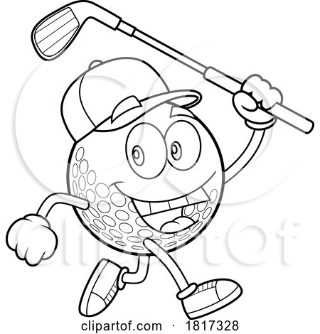 Cartoon Golf Ball Mascot Licensed Clipart by Hit Toon