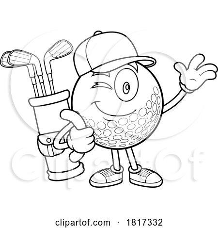 Cartoon Golf Ball Mascot with a Bag Licensed Clipart by Hit Toon