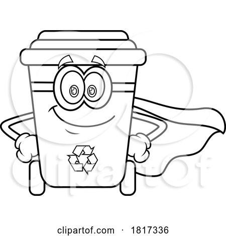 Cartoon Recycle Bin Mascot Wearing a Cape Licensed Clipart by Hit Toon