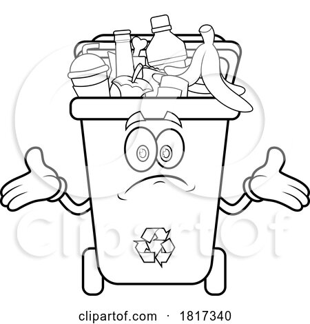 Cartoon Full Shrugging Recycle Bin Mascot Licensed Clipart by Hit Toon