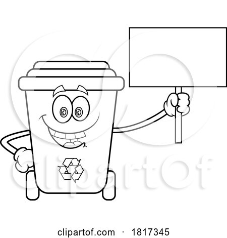 Cartoon Recycle Bin Mascot Holding a Sign Licensed Clipart by Hit Toon