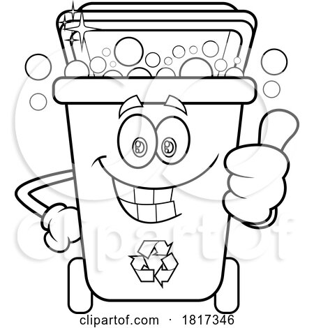 Cartoon Recycle Bin Mascot with Bubbles Licensed Clipart by Hit Toon