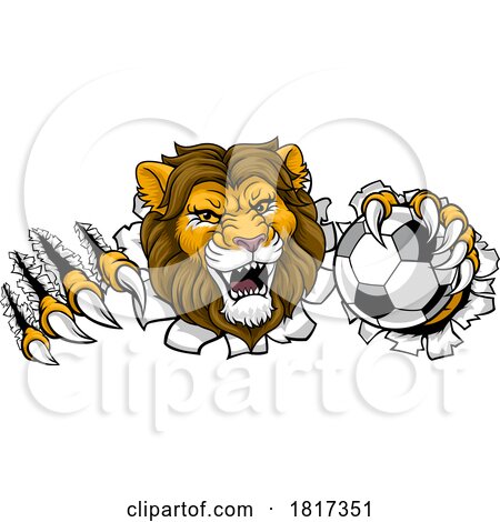 Lion Soccer Football Animal Sports Team Mascot by AtStockIllustration