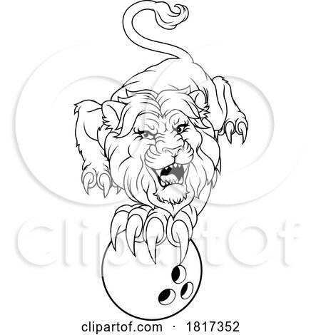 Lion Bowling Ball Animal Sports Team Mascot by AtStockIllustration