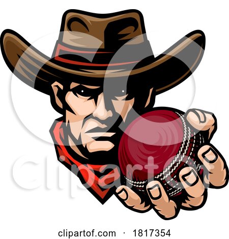 Cowboy Cricket Ball Sports Team Mascot by AtStockIllustration