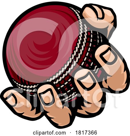 Mascot Person Hand Fist Holding Cricket Ball by AtStockIllustration