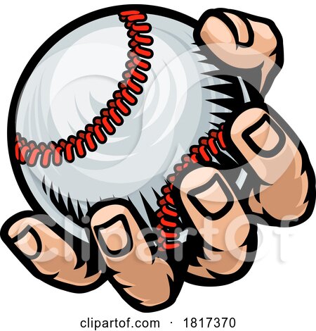 Mascot Person Hand Fist Holding Baseball Ball by AtStockIllustration