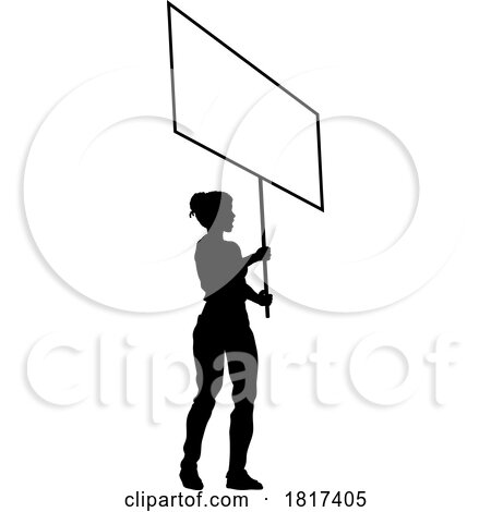 Protest Rally March Picket Sign Silhouette Person by AtStockIllustration