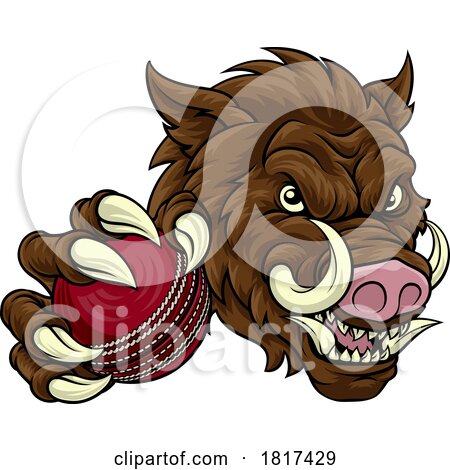 Boar Wild Hog Razorback Warthog Pig Cricket Mascot by AtStockIllustration