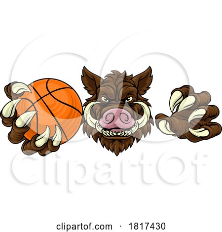 Boar Wild Hog Razorback Warthog Basketball Mascot by AtStockIllustration