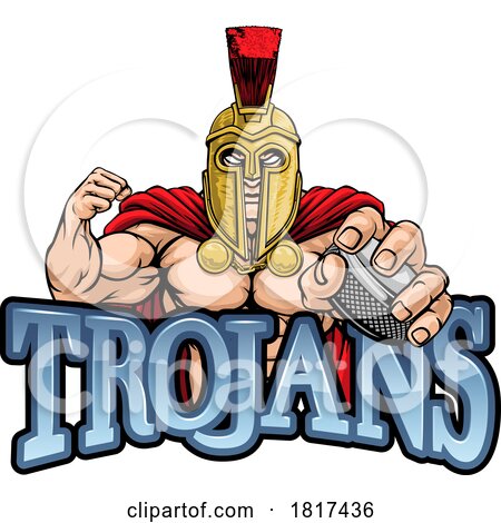 Trojan Man Ice Hockey Sports Team Mascot by AtStockIllustration