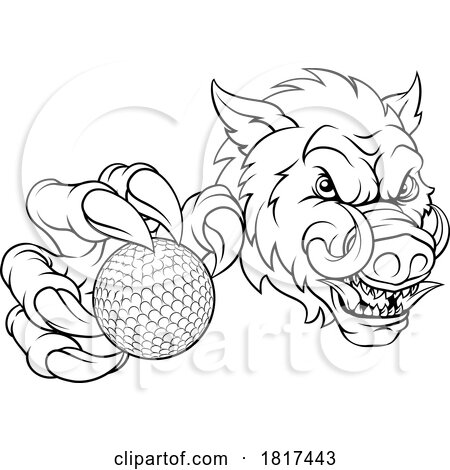 Boar Wild Hog Razorback Warthog Pig Golf Mascot by AtStockIllustration