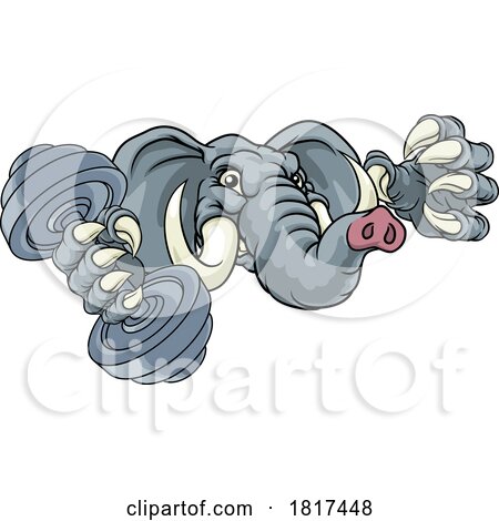 Elephant Weight Lifting Dumbbell Gym Mascot by AtStockIllustration