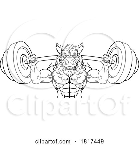 Boar Razorback Hog Weight Lifting Gym Mascot by AtStockIllustration