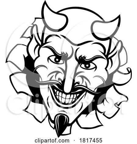 Devil Satan Evil Mascot Cartoon Face by AtStockIllustration