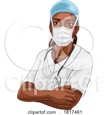 Black Woman Doctor Nurse Medical Professional Mask by AtStockIllustration