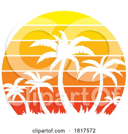 Tropical Sunset and Palm Trees Logo by John Schwegel