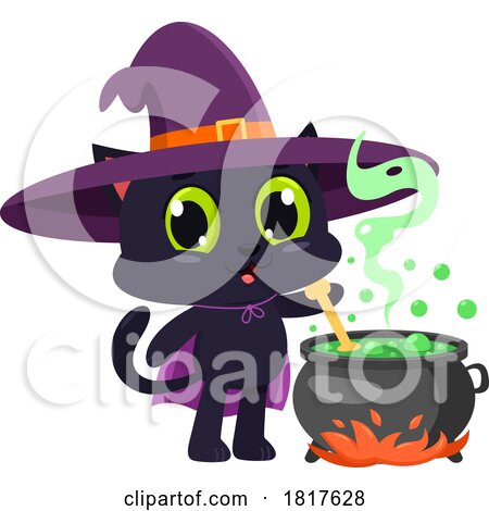 Halloween Witch Cat Licensed Clipart by Hit Toon