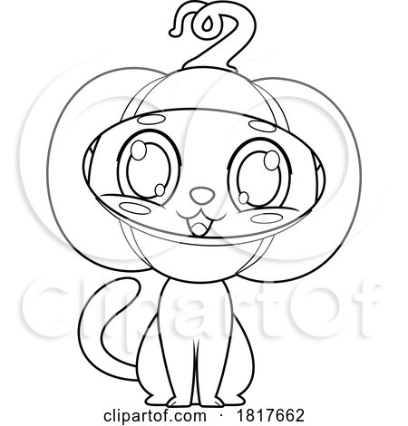 Halloween Cat with a Pumpkin Licensed Clipart by Hit Toon