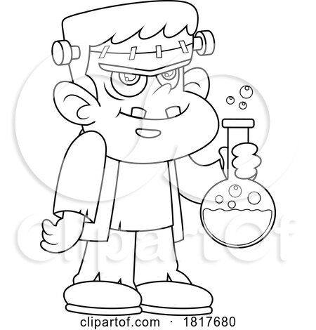 Frankenstein with a Laboratory Flask Licensed Clipart by Hit Toon