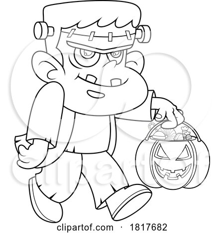 Frankenstein Trick or Treating Licensed Clipart by Hit Toon