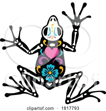 Mexican Day of the Dead Sugar Skull Frog Skeleton Clipart by Vector Tradition SM