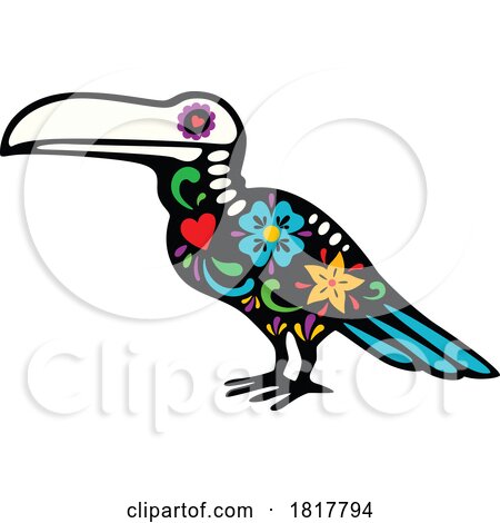 Mexican Day of the Dead Sugar Skull Toucan Skeleton Clipart by Vector Tradition SM