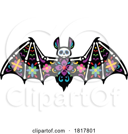 Mexican Day of the Dead Sugar Skull Bat Skeleton Clipart by Vector Tradition SM