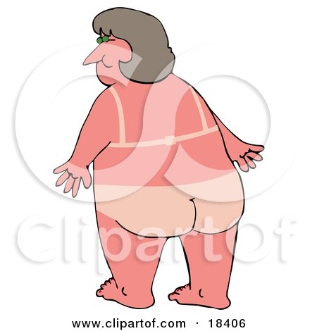 Clipart Illustration of a Chubby White Woman With a Bad Sunburn and Tan Lines Around Her Bikini Top and Bottoms by djart