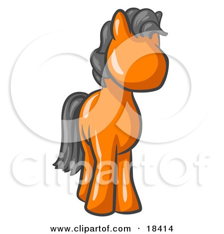 Clipart Illustration of a Cute Orange Pony Horse Looking Out At The Viewer by Leo Blanchette