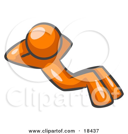 Clipart Illustration of an Orange Man Doing Sit Ups While Strength Training by Leo Blanchette