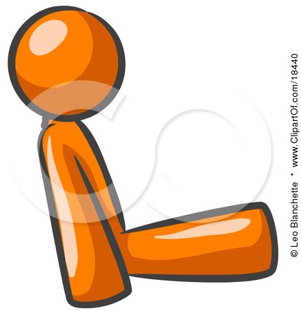 Clipart Illustration of an Orange Man With Good Posture, Sitting Up Straight by Leo Blanchette