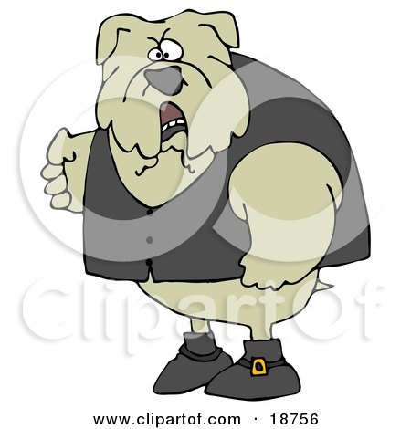 Clipart Illustration of a Tough Bulldog Wearing A Vest And Looking Angrily At The Viewer by djart