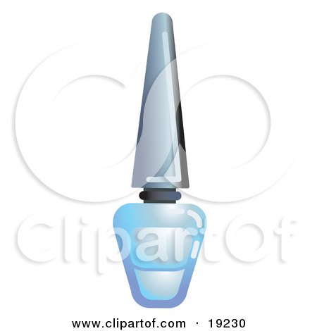 Clipart Illustration of a Glass Bottle of Blue Nail Polish by AtStockIllustration