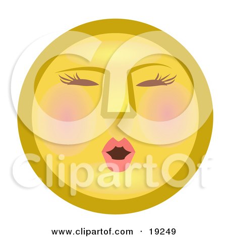 Clipart Illustration of a Modest Female Yellow Smiley Face Blushing by AtStockIllustration