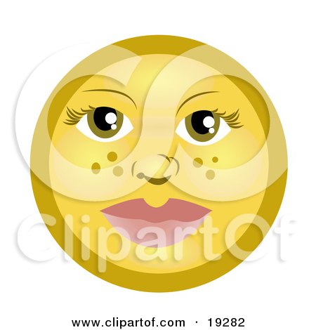 Pretty Female Freckle Faced Yellow Smiley With Green Eyes Posters, Art Prints