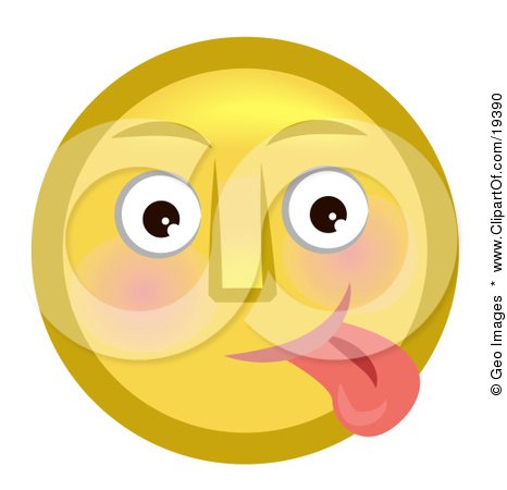 Clipart Illustration of a Goofy Yellow Smiley Face Teasing And Sticking Its Tongue Out by AtStockIllustration