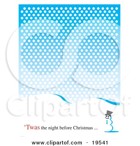 Clipart Illustration of a Snowman In The Snow On A Winter Day With Text Reading "Twas The Night Before Christmas..." by Andy Nortnik