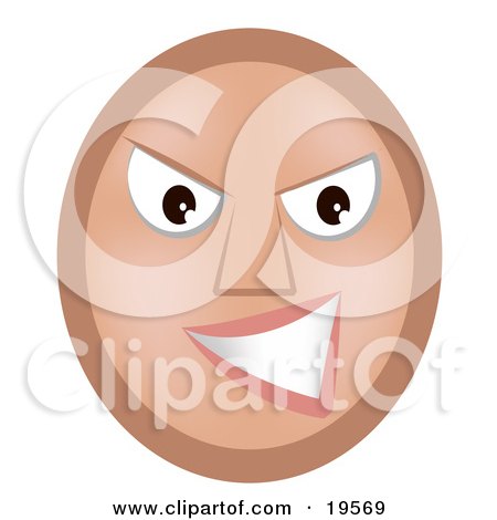 Clipart Illustration of a Meany Emoticon Face Grinning At A Victim Of Bullying by AtStockIllustration