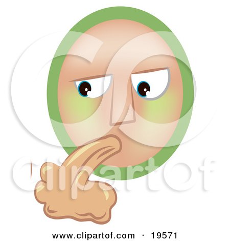 Clipart Illustration of a Grossed Out Emoticon Smiley Face Puking Green Vomit by AtStockIllustration