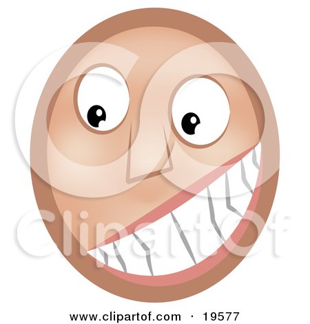 Clipart Illustration of a Flirty Emoticon Face Grinning And Showing Its Pearly Whites by AtStockIllustration