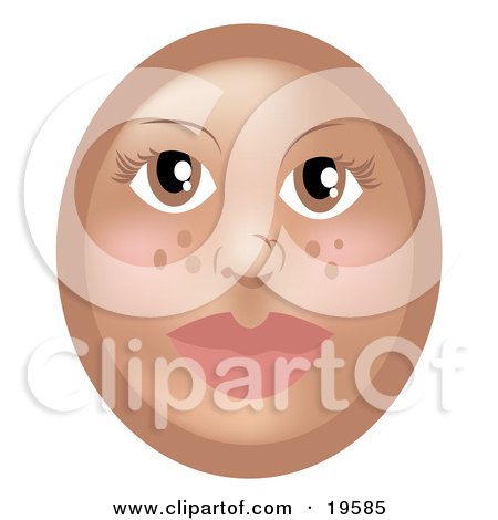 Clipart Illustration of a Pretty Female Freckle Emoticon Face With Green Eyes by AtStockIllustration