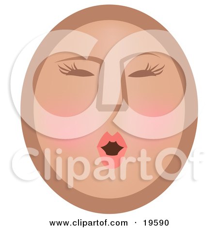 Clipart Illustration of a Modest Female Emoticon Face Blushing by AtStockIllustration
