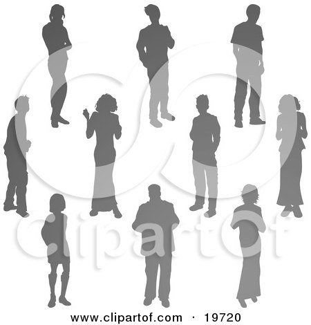 Clipart Illustration of a Collection of Silhouetted People at a Party by AtStockIllustration