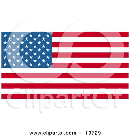 Clipart Illustration of White Stars Over Blue And Horizontal Red And White Stripes On The American Flag by AtStockIllustration