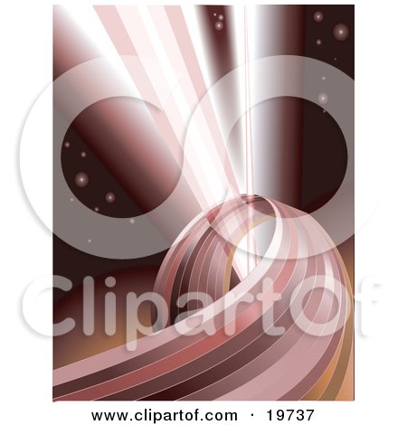 Clipart Illustration of a Website Background Of A Rainbow Consisting Of Red And Pink Tones, Curving In A Space Like Landscape Around Bursts Of Light by AtStockIllustration